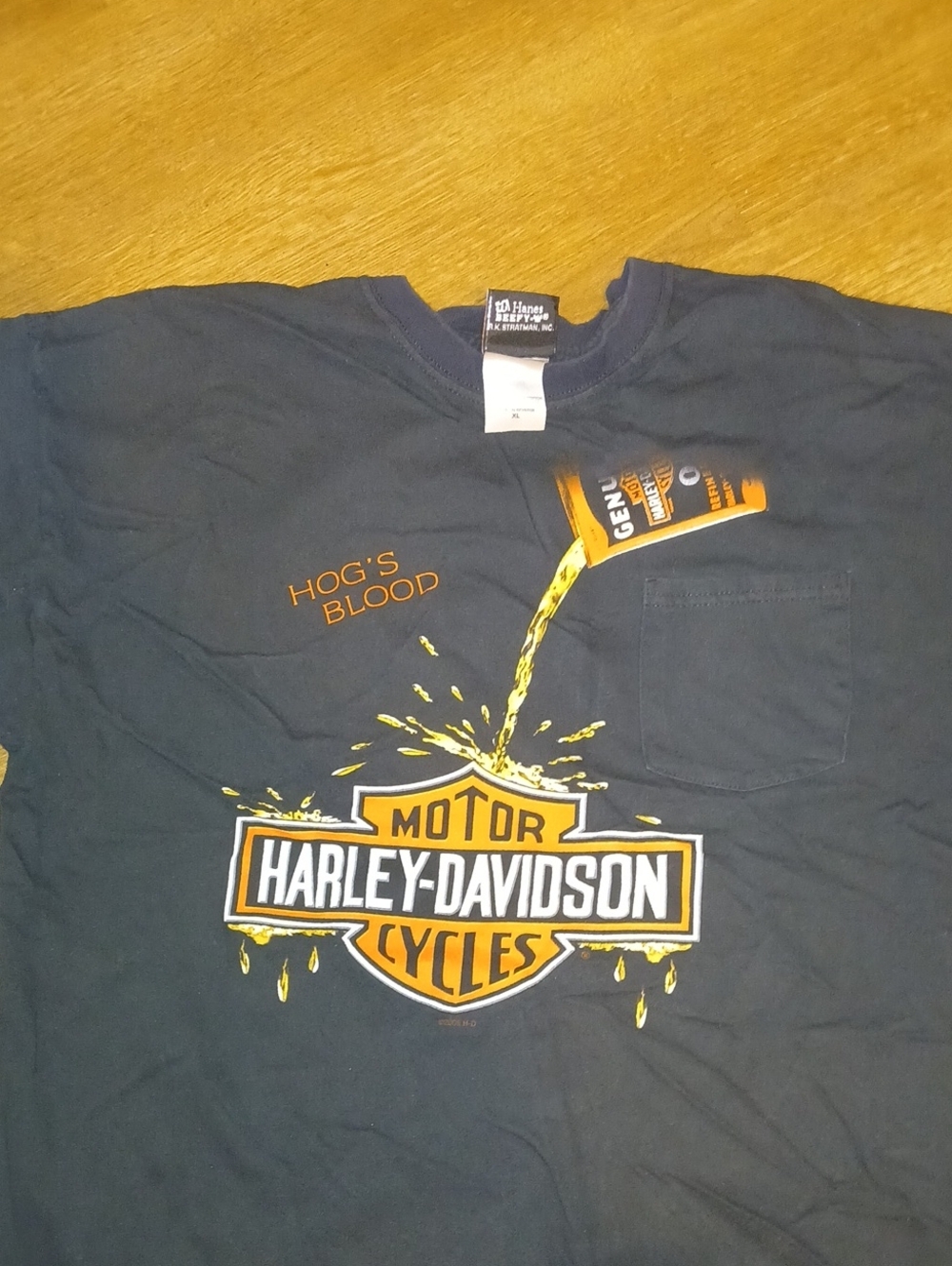 Vintage Harley-Davidson Mens 'Hog's Blood' Graphic Pocket Tee